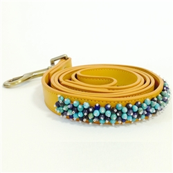 Yellow leash with turquoise and sodalite gemstone beading