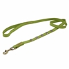 Green leather dog leash with faceted Hematite gem stone