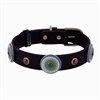 Brown leather dog collar with 3 circles and Hematite gem stone