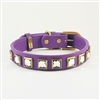 Monte Carlo purple leather dog collar with princess cut square Rhinestones