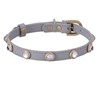 Gray leather dog collar with faceted crystal rhinestones
