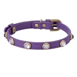 purple leather dog collar with faceted crystal rhinestones
