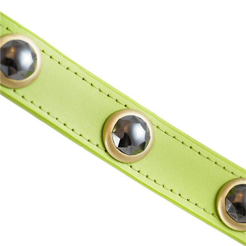 Pebble Hematite Green Dog Collars - Dosha Dog