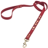 Red leather dog leash with brass star studs, blue sand stone and white cat eye cabochons