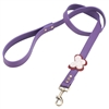 Purple leather dog leash with crystal beaded butterfly