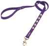 Purple leather dog leash with faceted crystal rhinestones and Amethyst cabochons