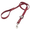 Red leather dog leash with Wild Rose and Hematite gem stone