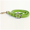 Green Petal leather dog leash with jade cabochon