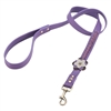 Purple leather dog leash with Violet and Hematite gem stone