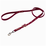 Red leather dog leashes with heart and Pink Cat Eye