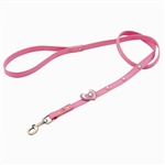 Pink leather dog leashes with heart and White Cat Eye