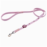Pink leather dog leashes with flower and purple glass
