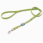 Green leather dog leashes with flower and Sodalite gem stone