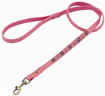 Pink leather dog leash with faceted pink & white Cat Eye