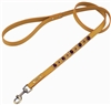 Yellow leather dog leash with faceted Carnelian & Purple Glass