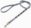 Gray leather dog leash with faceted Blue Sand Stone & Sodalite