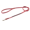 Red leather dog leash with beaded Amethyst.