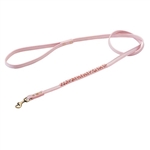 Light pink leather dog leash with beaded pink Quartz.