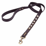 Monte Carlo brown leather dog leash with princess cut square Rhinestones