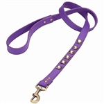 Monte Carlo purple leather dog leash with princess cut square Rhinestones