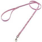 Dark pink leather dog leash with faceted crystal rhinestone