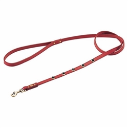Red leather dog leash with faceted Onyx gem stone