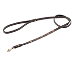 Brown leather dog leash with faceted Gold Sand Stone