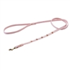 Light pink leather dog leash with faceted pink Cat Eye