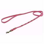 Dark pink leather dog leash with faceted pink Cat Eye