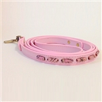 Light Pink Mini Stripes leather dog leash with sodalite tube-shaped beads