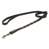Brown leather dog leash with faceted Gold Sand Stone